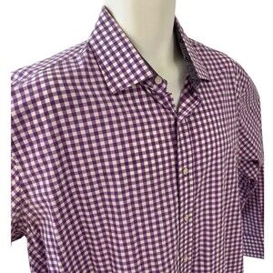 Bristol & Bull Men's Cotton LS Light Purple and white Checker Shirt XXL 18-18.5